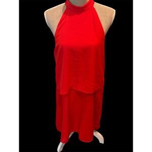 Ladies Boutique Apricot Poppy Red Halter Dress Sz M